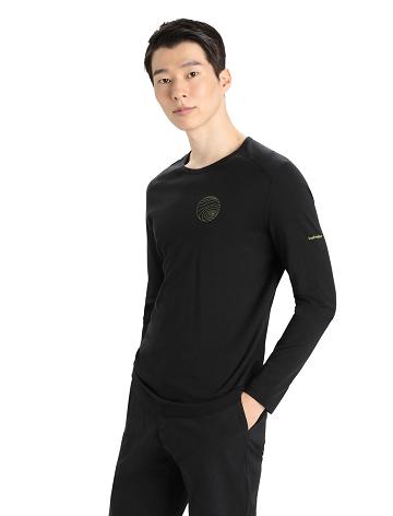 Base Layers Icebreaker Merino 200 Oasis Long Sleeve Crewe Alps 3D Homme Noir | FR 1351JPQJ